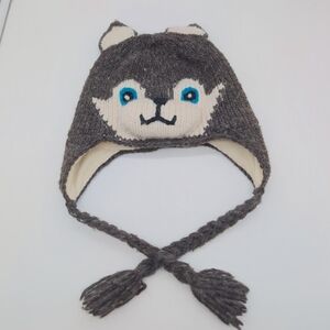 Norskeear Husky Dog Gray Animal Knit Hat with Ear Flaps